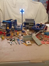 Playmobil THW Rüstwagen Rüstanhänger mit Lichtmast Schlauchboot Motor Zubehör