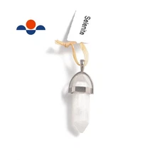 Selenite Silver Pendulum Pendant Healing Point 40x8mm Sold Per Piece