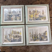 Vintage C & A Richards Boston 4 Framed Prints By Foster  Boston Harbor