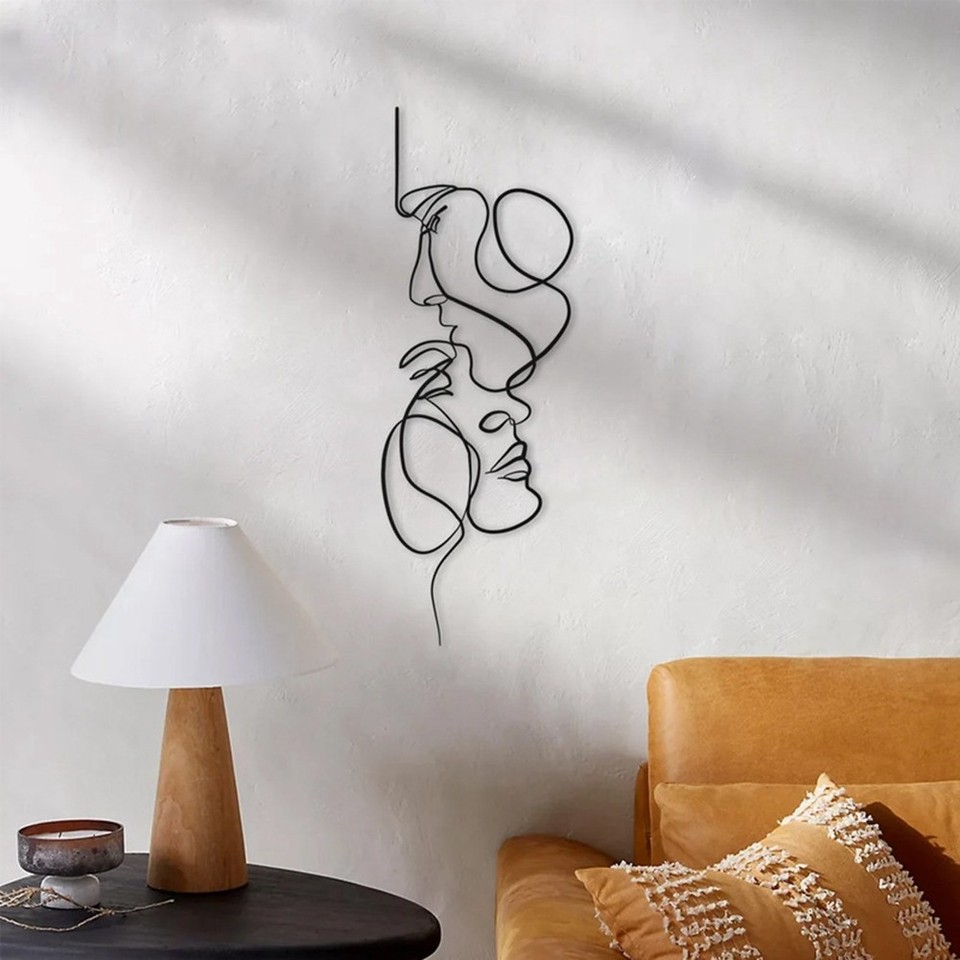 Meatal Line 1X(Metal Wall Art Minimalist Face Lines Wall Hanging Decoration ...