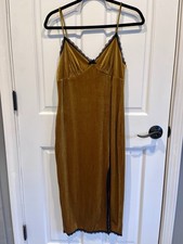 Forever 21 Velvet Dress Vintage Style Lace Trim Y2K Womens Large Sleeveless