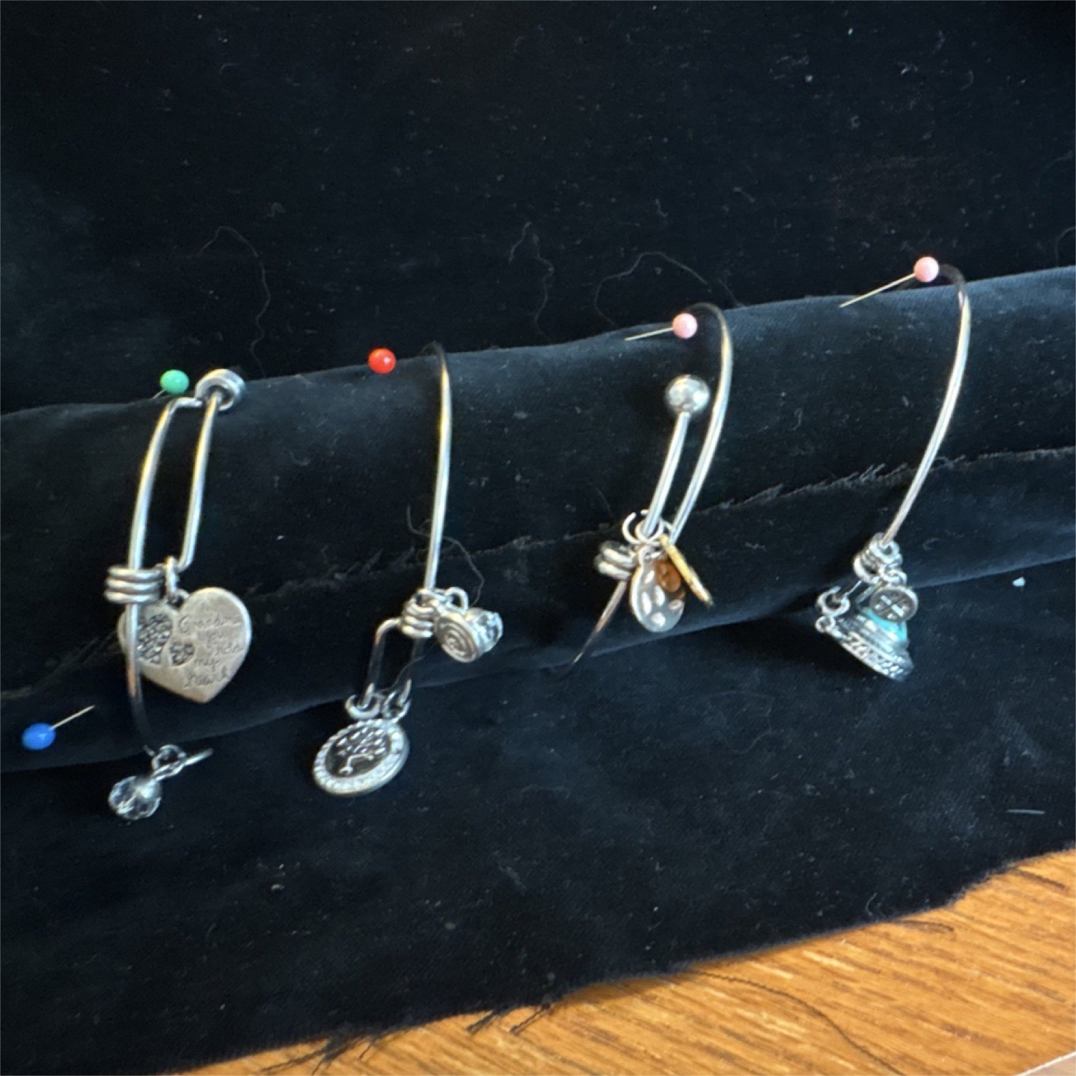 Silver Tone Adjustable Charm Bangle Bracelets Ass… - image 1