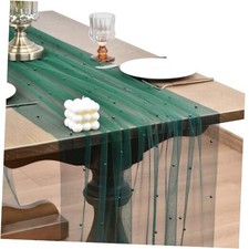 Fall Pearl Table Runner 10ft Rustic Boho Tulle 10ft Single Emerald Green