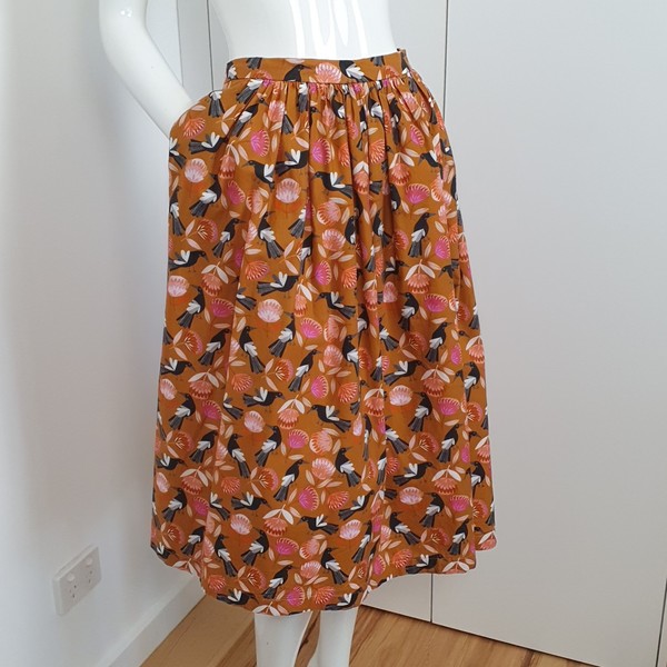 Retro Skirt Linen Size 14 Pleated Currawong Floral Fit & Flare With Pockets