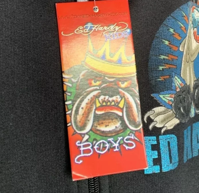 Sudadera con Capucha Ed Hardy Niño Grande (12) Gráficos Pantera Cremallera NUEVA con ETIQUETAS Foto 4 de 4