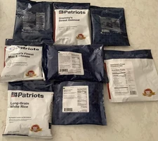 NEW 8 PACKAGES 4PATRIOTS MRE FOOD POUCHES- ALL DIFFERENT-READ DESCRIPTION