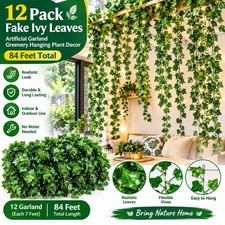 12 Pack 84 Feet Fake Ivy Leaves Artificial Garland Greenery Hanging Plant Vine W