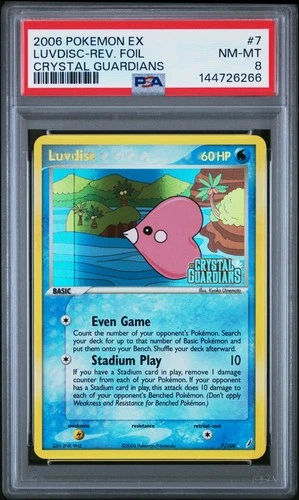 2006 POKEMON EX CRYSTAL GUARDIANS #7 LUVDISC-REVERSE FOIL PSA 8