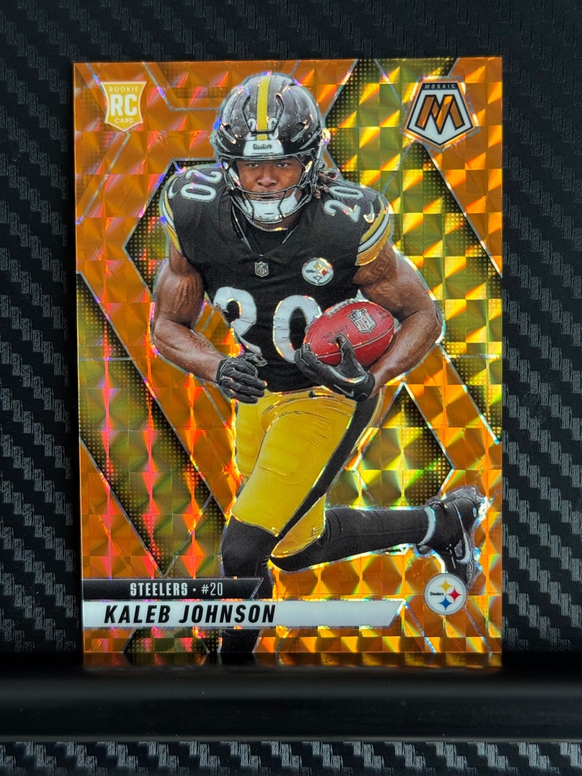 2025 Mosaic Kaleb Johnson Rookie Orange Prizm /199 #315 Steelers
