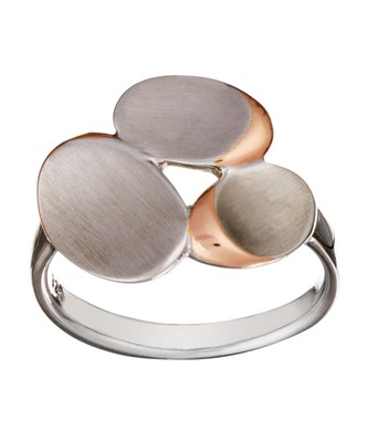 Silber Rotgold Ring 14K vergoldet Sterlingsilber gebürstet oval Kiesel Ring