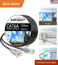 35ft Slim Cat6a Ethernet Cable - Waterproof & Flexible for Indoor/Outdoor Use