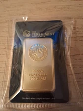 The Perth Mint Australia 100 Grams.9999 Fine Gold Bar In Assay