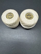 Lot of 2 Vintage COATS and CLARK'S Big Ball COTTON CROCHET Thread 30, Ecru Ivory