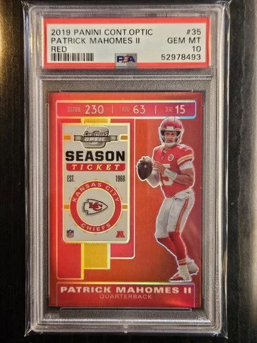 2019 PANINI CONTENDERS OPTIC PATRICK MAHOMES RED PRIZM #/199 CHIEFS PSA 10