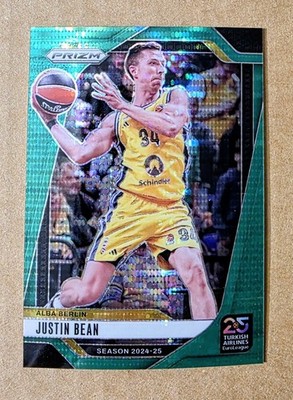 2024-25 Panini Prizm EuroLeague Justin Bean #200 Green Pulsar 25/25 Alba Berlin
