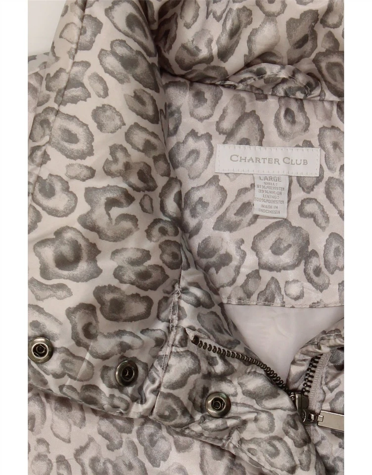 CHARTER CLUB Womens Padded Gilet UK 16 Large Grey Animal Print Polyester BN06 - Image 3 of 3