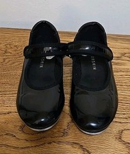 Danskin Girls Sz 12 Tap Dance Shoes Freestyle Black Shiny Childrens