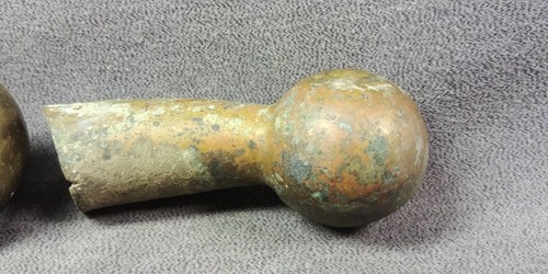 2 Brass Horse Harness Hame Ball Knob Top Cane Walking Stick End Antique Lot - Picture 6 of 14