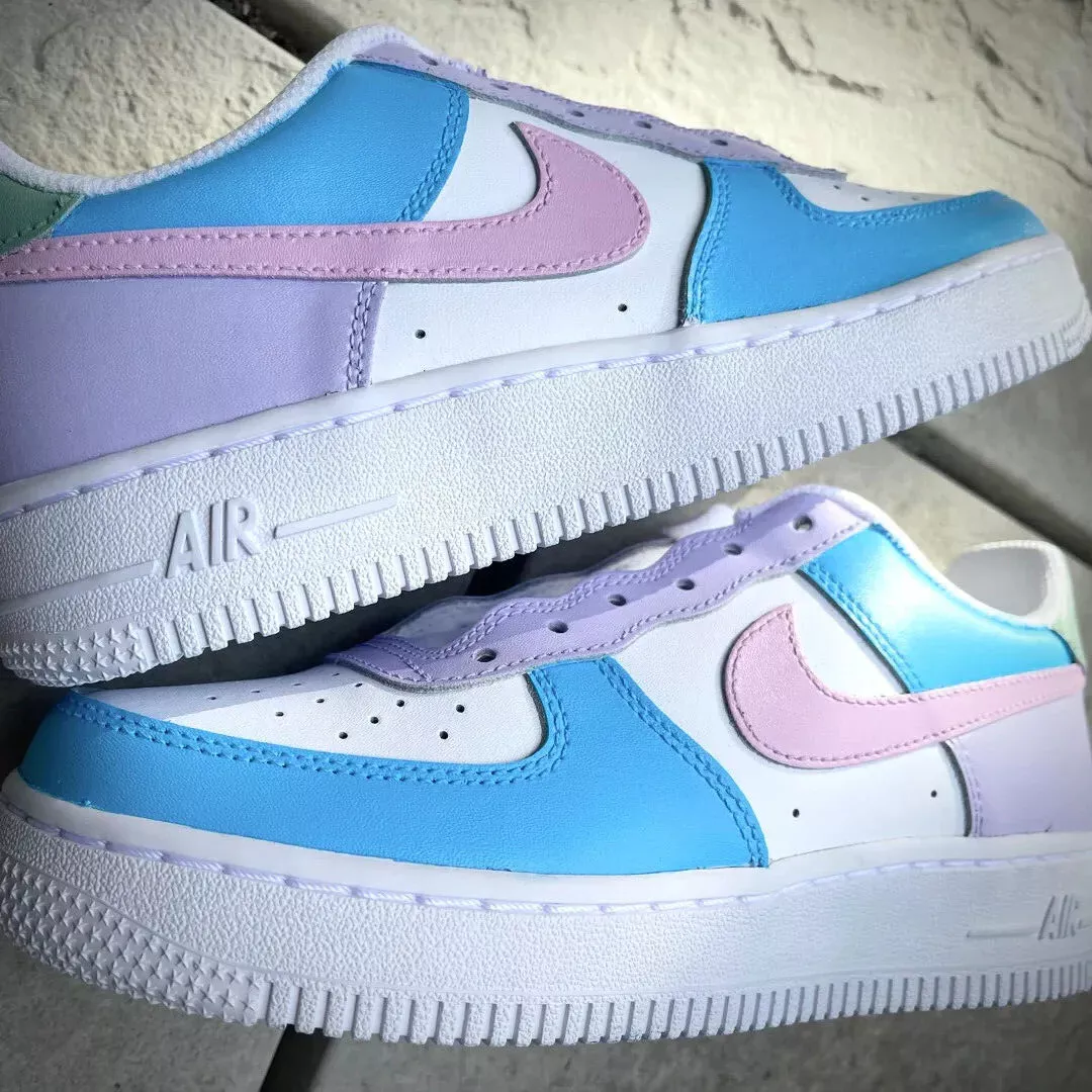 Nike Air Force 1 Custom Sneakers Cotton Candy Blue Pink Purple