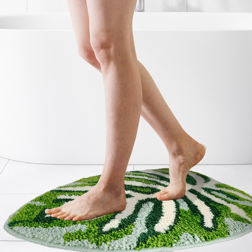 Green Leaf Mat Non Slip Palm Shaped Bathroom Mat Super Absorbent Bathroom VV - Picture 9 of 10