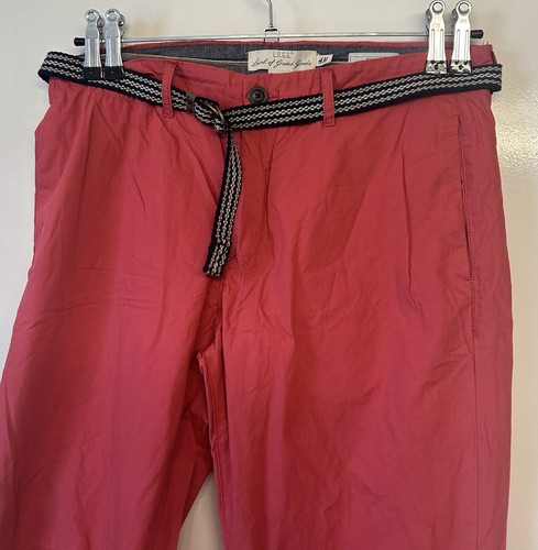 L.O.G.G Men’s 32L Pink Chino Slim Fit Trousers & Belt Size 32” Waist & Leg 33” - Picture 2 of 12
