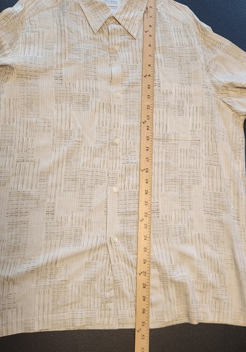 Concepts By Claiborne Shirt Button Up Cream Geometric Short Sleeve Rayon XL EUC - Picture 11 of 11