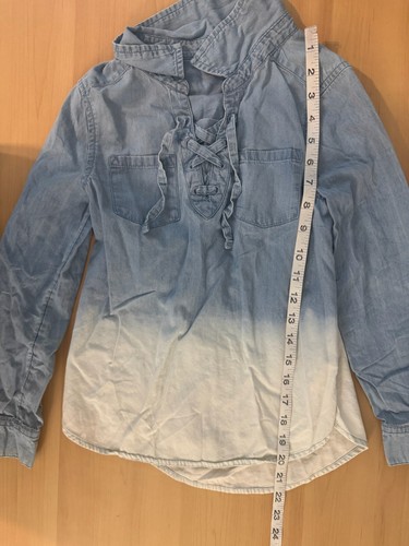 Mudd Girls Front Log Sleeve Shirt Blue & White Size 7-8 - Picture 5 of 6