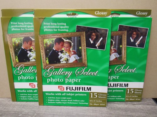 3 Fujifilm Gallery Select Photo Paper Glossy Sheets 8.5x11” Total 45 Sheets K18 - Picture 2 of 3
