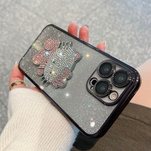 For iPhone 16E 16 Pro Max 15 14 13 12 Cute Hello Kitty Cat Glitter Bling Case - 第 19/25 張圖片