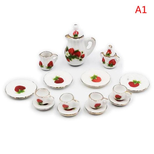 15Stücke / Set 1:12 Puppenhaus Miniaturgeschirr Porzellan Keramik Teetasse L'$r - Bild 13 von 13