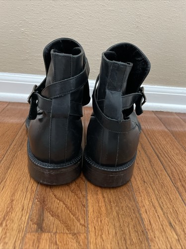 Joan & David Vintage Womens Black Leather Buckle Ankle Boots Booties 8.5 Italy - Picture 4 of 8