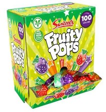 Swizzels Fruity Pops Dispenser Box, Vegan Friendly Sweets, (100 Lollis Per Box)