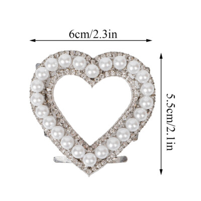 Crystal Heart rhinestones shoe clips 1 Pair Crystal Rhinestone Shoe Clips Heart Shape Sliver  main image 4