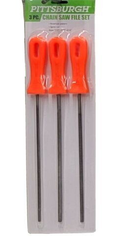 Chain Saw File Set 3pc orange color 5/32 in, 7/32 in, 3/16 in. - Picture 2 of 2