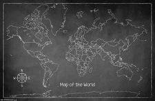 Chalk Map - World Poster