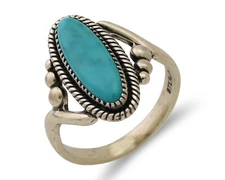 Navajo Ring 925 Silver Natural Kingman Turquoise Signed Wheeler MFG C.80's