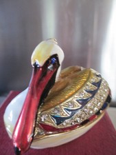 3414   PELICAN JEWELED & ENAMEL TRINKET BOX ~ BOUTIQUE MINIATURE  