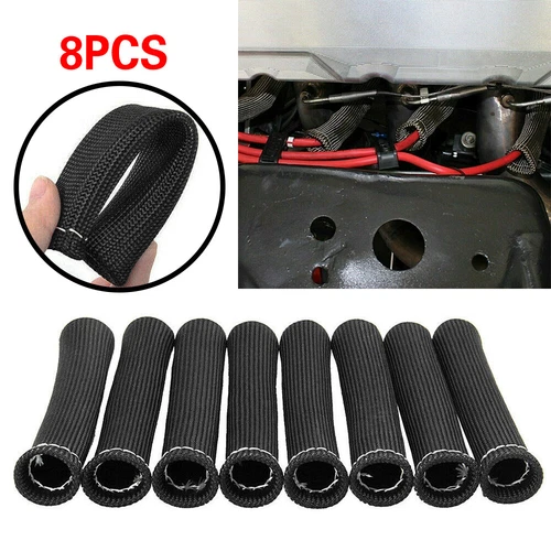 2500° 6" Spark Plug Wire Boots Protector Sleeve Heat Shield Cover 8 Pcs