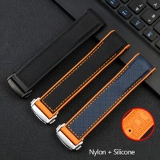 Cinturino orologio nylon gomma per Omega Seamaster 300 Ocean 20mm 22mm blu nero