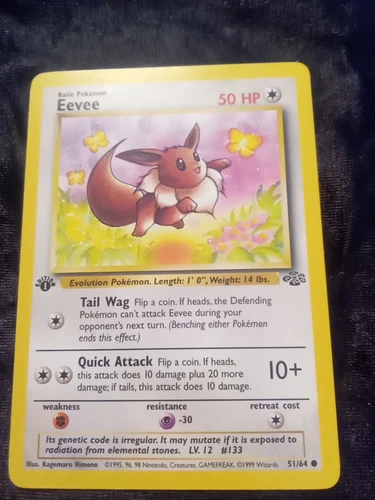 1999 Pokémon Eevee 1ST EDITION JUNGLE  PSA 7 WOTC CARD