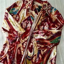Additions By Chico's Sz 2 Large L Colorful Bright Open Front Jacket Lightweight