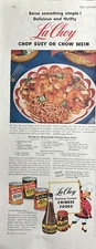 1953 La Choy American Cooked Chinese Foods Beatrice Shrimp Chop Suey VTG Ad