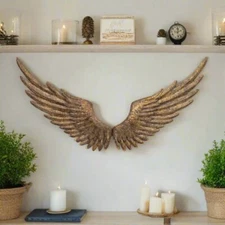 Primitive Ragon House Rustic Antique Gold Wall Angel Wings 39"L