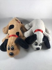 Lot of 2 1986 Pound Puppy Baby Tonka Brown Black Spots Grey Red Collar Vintage
