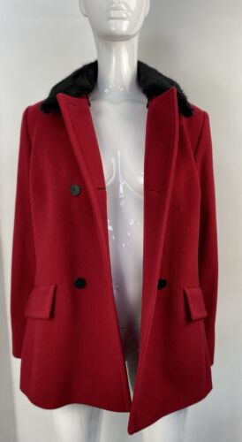 Windsmoor ladies red wool cashmere blend coat Fur Collar size UK 12 BNWT - Picture 3 of 12