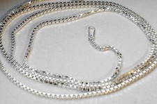1.3MM SOLID 925 STERLING SILVER ITALIAN SQUARE BOX LINKS CHAIN NECKLACE 20" 24"