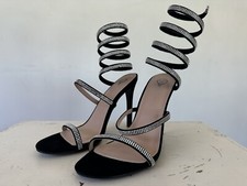 Windsor Spiral Rhinestone Stiletto Black Faux Nubuck Heels Women's Size 10