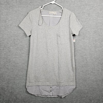 MAX STUDIO Sleepwear Women's Gray White Stripes Short Sleeve Dress Size S NEW