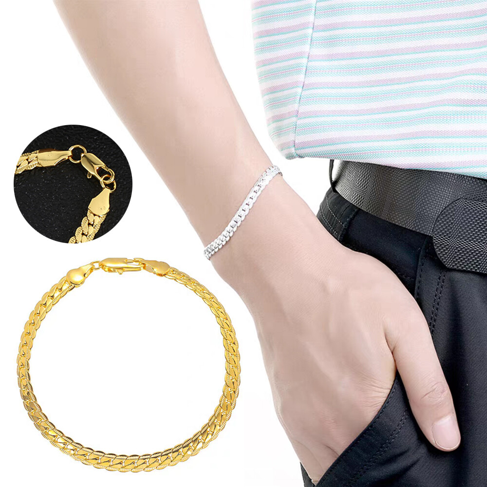 Men Bracelet Alloy Bangle Jewelry Party Gift Women Gold Silver Fashion Punk