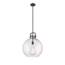 Innovations Newton Sphere 1-Lt 16" Stem Pendant, MB/SG - 410-1SL-BK-G410-16SDY